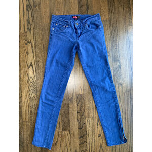 Y2K Style Forever 21 Cobalt Blue Zip Hem 5 Pockets Skinny Slim Jeans Size 25